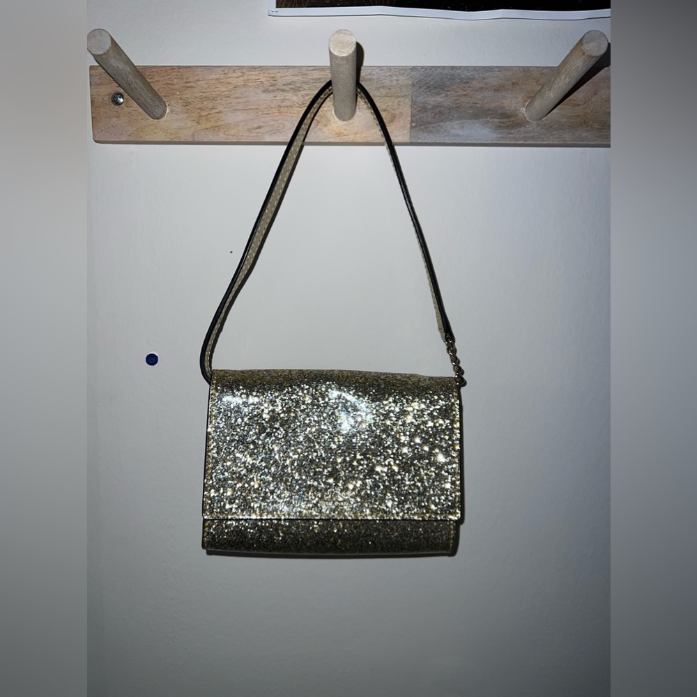 Kate spade gold glitter cross body evening clutch